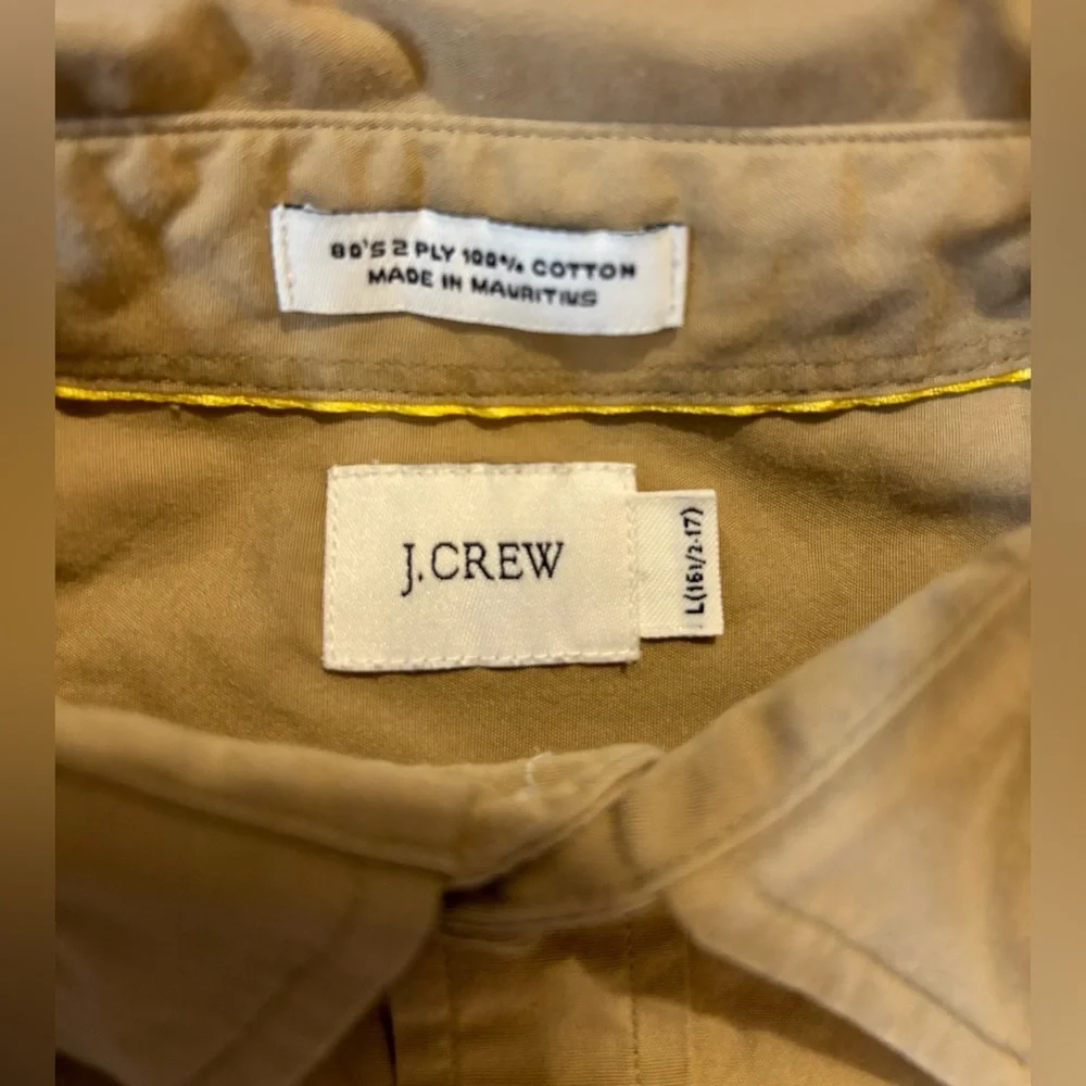J. Crew Men’s Large Tan 2-Ply 100% Cotton Button‎ Down Shirt